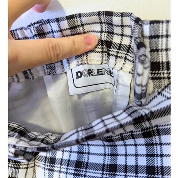 Vintage 90s Plaid Midi Skirt Black White Button Preppy Retro Secretary Size S - Picture 9 of 10